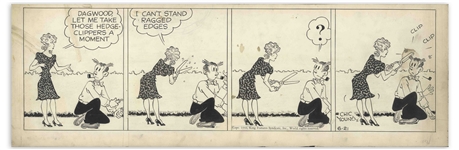 Chic Young Hand-Drawn Blondie Comic Strip From 1944 Titled The Barbers Itch -- Dagwood Gets a Haircut